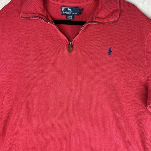 POLO Ralph Lauren LS 1/4 zip pullover sweater men XXL red mock neck 100% cotton - Picture 2 of 7